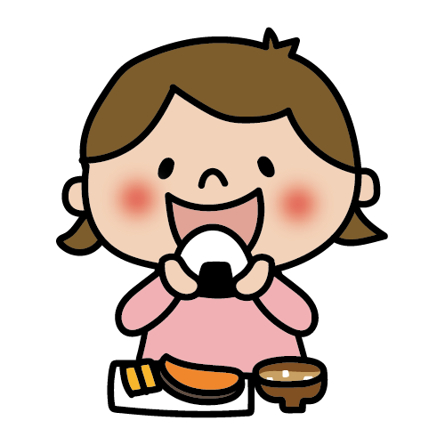 和食の朝ごはんを食べる子供（女の子1）