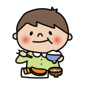 和食の朝ごはんを食べる子供（男の子2）