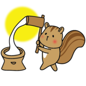 お月見で餅つきをするリス