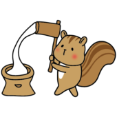 餅つきをするリス