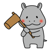 杵を持っているカバ