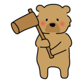 杵を持っているヒグマ