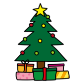 プレゼントが置いてあるクリスマスツリー