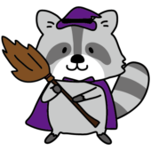 ハロウィンで魔女の仮装をするアライグマ