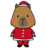 サンタの衣装を着たカピバラ