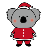 サンタの衣装を着たコアラ