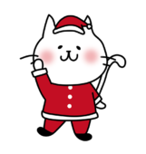 サンタの衣装を着た白い猫