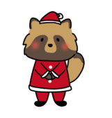 サンタの衣装を着たタヌキ