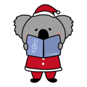 クリスマスに歌をうたっているコアラ