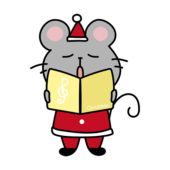 クリスマスに歌をうたっているネズミ