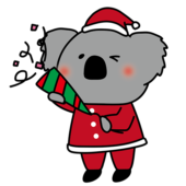 クリスマスパーティーでクラッカーを鳴らすコアラ