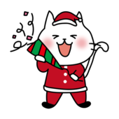 クリスマスパーティーでクラッカーを鳴らす白い猫