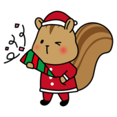 クリスマスパーティーでクラッカーを鳴らすリス