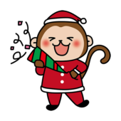 クリスマスパーティーでクラッカーを鳴らす猿
