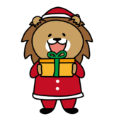 クリスマスプレゼントを持っているライオン