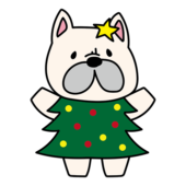 クリスマスツリーの格好をしたフレンチブルドッグ