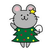 クリスマスツリーの格好をしたネズミ