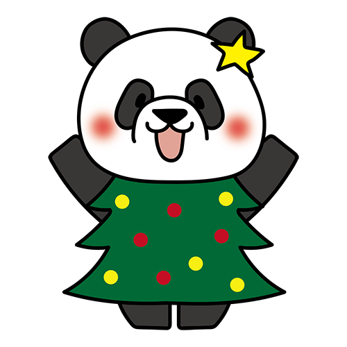 クリスマスツリーの格好をしたパンダ