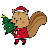 クリスマスツリーを用意するリス
