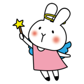 天使の格好をした白いうさぎ