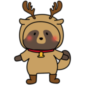 トナカイの格好をしたタヌキ