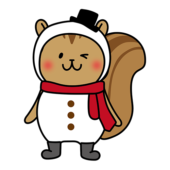 雪だるまの格好をしたリス