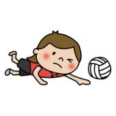 バレーボールでリベロをする子供（女の子）