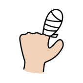 包帯を巻いた指