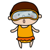 水中眼鏡をかけた子供（女の子）