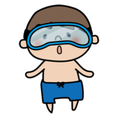 水中眼鏡をかけた子供（男の子）