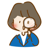 虫眼鏡で観察するゆるくて可愛い会社員の女性