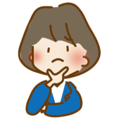 顎に手を当てて考えるゆるくて可愛い会社員の女性