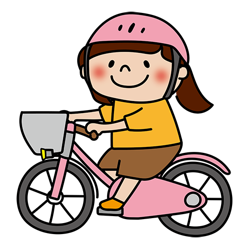 ヘルメットをかぶって自転車に乗る子供（女の子）