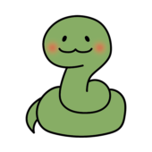 正面を向いて笑顔のヘビ