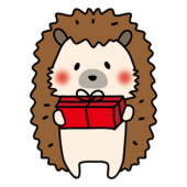 プレゼントを渡すハリネズミ