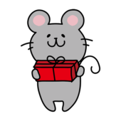 プレゼントを渡すネズミ