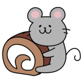 大きなロールケーキを持っているネズミ