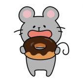 ドーナツを食べるネズミ