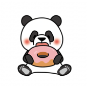 ドーナツを食べるパンダ