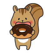 ドーナツを食べるリス