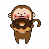 ドーナツを食べる猿