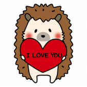 アイラブユーのハートを持っているハリネズミ