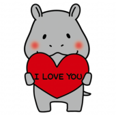 アイラブユーのハートを持っているカバ