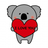 アイラブユーのハートを持っているコアラ