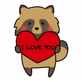 アイラブユーのハートを持っているタヌキ