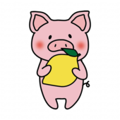 レモンを持っているぶた