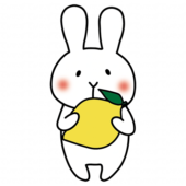 レモンを持っている白いうさぎ