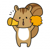 メガホンとポンポンで応援するリス