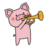 ラッパを吹くぶた