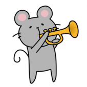 ラッパを吹くネズミ